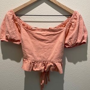 Cute cropped mini shirt with open back with ties